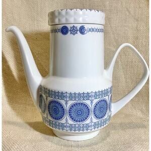 PONTESA boho blue medallion Castilian floral teapot coffee pot w/ lid